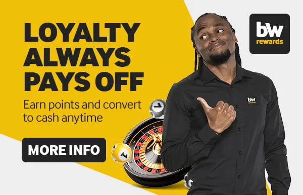 Betway Rewards promotional banner: earn loyalty points and convert them to cash anytime
